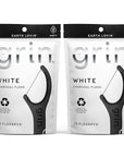 GRIN White Charcoal Infused Flosspyx, 75 Count, Dental Flossers, Minty Flavor, Recycled Plastic, Charcoal Infused Floss Picks, Premium Longer Floss Head, Easy Slide, Includes Soft Fold-Back Tooth Pick
