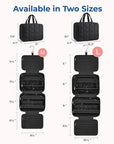 BAGSMART Travel Toiletry Bag with Jewelry Organizer, Hanging Travel Bag for Toiletries, Puffy Makeup Cosmetic Bag Organizer, Carry-on Travel Accessories Essentials, Black-M
