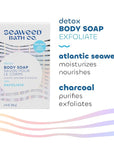 Seaweed Bath Co. Exfoliate Detox Body Soap, 3.75 Ounce (Pack of 3), Sustainably Harvested Seaweed, Charcoal