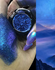 Afflano Duo Chrome Glitter Blue Eyeshadow, Intense Color Shifting Metallic Chameleon Eyeshadow Blue, Highly Pigmented Multichrome Eyeshadow for Blue Eyes Makeup, Single Sparkling Blue Eye Shadow