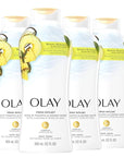 Olay Body Wash for Women, Fresh Radiance, Refreshing & Renewing, Made with Plant Based Cleansers, B3 Botanical Complex, For All Skin Types, Pineapple & Coconut Water Scent, 22 fl oz (Pack of 4)