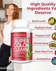 Health Plus Super Colon Cleanse 10 Day Gentle Gut Cleanse Detox, Psyllium Husk, Probiotics for Constipation Relief & Digestive Support, 60 Capsules