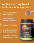CocoaVia Cardio Health Cocoa Powder, 30 Servings, 500mg Cocoa Flavanols, Support Heart Health, Boost Nitric Oxide, Improve Circulation, Energy, Preworkout, Vegan, Dark Chocolate Cacao