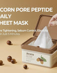 SKINFOOD Acorn Pore Peptide Daily Sheet Mask, Korean 5-Minute Quick Skincare Hack, Pore Tightening & Elasticity, Skin Texture Improvement Face Mask for Sagging Skin Bulk Pack (30EA)