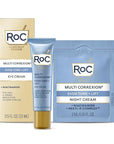 RoC Multi Correxion 5 in 1 Anti-Aging Eye Cream for Puffiness, Under Eye Bags & Dark Circles, Skin Care Treatment with Shea Butter, (.5 oz) with Night Cream Packette (Packaging May Vary)