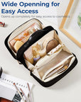 BAGSMART Toiletry Bag for Women, Travel Makeup Bag Organizer, Wide-open Make Up Bag Cosmetic Bags for Women for Travel Essentials Toiletries Accessories Bottles, Brushes, Black