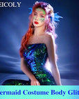 MEICOLY Chameleon Green Face Body Glitter,Christmas Face Glitter Stocking Stuffers,Color Changing Mermaid Face Glitter,Halloween Glitter Face Paint for Face Body Hair,St Patricks Day Accessories
