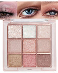 Pink Nude Glitter Shimmer Sparkle Eyeshadow,9 Colors Light Glitter Eye Shadow,Long Lasting Waterproof Natural Eyeshadow Palette,sombras para ojos
