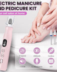 Electric Nail Drill, Cordless 2000 mAh Rechargeable Portable Nail File 12 in 1 Kit for Thick Toenails, 10 Speeds Nail Dril Machine Professional Manicure Pedicure for Hand Natural Nails Care (Pink)