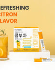 TEAZEN Citron Kombucha Tea, Hydration Drink Mix, Sugar Free, Live Probiotics & Prebiotics, 30 Sticks, 5.29oz