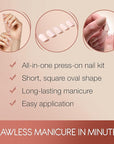Ardell Nail Addict Naked Porcelain, Press On Nails Short Square Oval Shape, Nail Kit, 1-Pack
