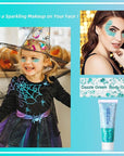 MEICOLY Teal Body Glitter,Mermaid Face Glitter Gel for Halloween Face Paint,Dazzle Green Chunky Glitter for Face Body Eye Lip Hair,Sparkling Holographic Gel Glitter Makeup for Women and Kids