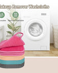 KODAMO Makeup Remover Cloth, 12 Pack Reusable Makeup Remover Towels with Washable Travel Bag, Microfiber Face Wash Cloths for Women All Skin Types, Coral/Pink/Green/Grey