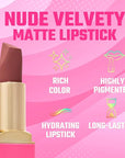 Juvia's Place The Nude Velvety Matte Lipstick Kebi - Nude, Long-lasting, Rich-Color Lip Makeup, Creamy Lipstick with Matte Finish, Beauty & Lip Products