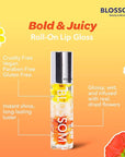 Blossom Roll on Lip Gloss, Scented Clear High Shine Moisturizing Lip Oil, Non Sticky, Infused with Real Flowers, Made in USA, 0.2oz, Passion Fruit