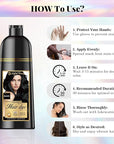 Herbal Hair Dye Shampoo 3-in-1 Vegan Color for Gray Hair - Ammonia-Free for Men & Women – Beard & Hair Coloring – Instant Gray Coverage Champú Para Canas Mujer & Hombre (BLACK)