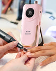 Portable Electric Nail Drill Cordless,35000 RPM Electric Nail File with Holder,Rechargeable Nail Drill E Filer for Nails,Electric Nail Buffer Nail Filer Electric Tool for Women (Pink)