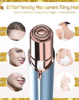 Gurelax Hair Remover for Women, Hair Removal Device, Facial Hair Removal for Women, Best Touch Face Shaver As Christmas Gift, Electric Upper Lip/Mustache Hair Remover, Included 2 x Replacement Heads