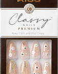 KISS Classy Nails Premium, Press-On Nails, Nail glue included, 'Gleamin', White, Medium Size, Almond Shape, Includes 30 Nails, 2G Glue, 1 Manicure Stick, 1 Mini File