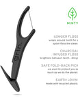 GRIN White Charcoal Infused Flosspyx, 75 Count, Dental Flossers, Minty Flavor, Recycled Plastic, Charcoal Infused Floss Picks, Premium Longer Floss Head, Easy Slide, Includes Soft Fold-Back Tooth Pick