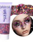 DAGEDA Halloween Black Body Glitter Gel, Face Hair Glitter Body Shimmer, Halloween Costume Accessories Chunky Glitters Eyeshadow, Holographic Cosmetic Sequins Festival Outfits for Women 50ml