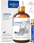 HIQILI Lemon Essential Oil, Household Cleaning, Air Purification, Skin Care, Can be Added to Cleansers, Sprays, Body Lotions Use - 3.38 Fl Oz/100ML