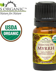US Organic 100% Genuine Myrrh Essential Oil - Sourced from The Horn of Africa, USDA Certified Organic, Extracted by Hydro-Distillation (Myrrh, 5 ml)