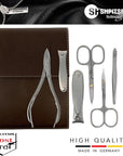 SHPITSER Professional 7pc TopInox Surgical Stainless Steel Tools Manicure Pedicure Set in Genuine Durable Leather Case Handmade in Solingen Germany for Nail and Cuticle Care