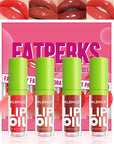 4 Colors Lip Oil Lip Glaze Set,Hydrating Tinted Plumping Lip Gloss,Shiny Glow Reviver Lip Care Oil,Longlasting Non-sticky Transparent Lip Oil,Thanksgiving Makeup Gift Kit for Women Girl-SetB