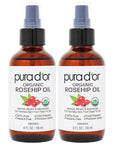 PURA D'OR ORGANIC Rosehip Seed Oil Hair Relaxer (4 Oz x2 = 8 Oz) 100% Pure Cold Pressed USDA Certified All Natural Anti-Aging, Scar Treatment, Gua Sha Massage, Face, Hair & Skin - Women & Men