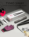 TYMO SWAY Hair Straightener with 10s Fast Heating, 1 Inch Professional Flat Iron Curling Iron in One with 32 Adjustable Temp, Automatic Shut Off, Dual Voltage