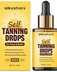 Facial Self Tanning Drops (1 Fl Oz), Tanning Drops for Face & Body, Gradual Bronzing Effect, Lightweight Tanner for Sensitive Skin, Natural Sun-Kissed Glow, Medium Shade