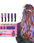 MSDADA New Hair Chalk Comb Temporary Hair Color Dye for Girls Kids with Light Color Hair, Washable Hair Chalk for Girls Age 4 5 6 7 8 9 10 Birthday Cosplay DIY, Easter (Purple & Pink)