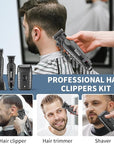 KEMEI Professional Hair Clippers for Men, Cordless Barber Clippers Set and Trimmers Kit, Rechargeable Electric Foil Shaver & Beard Trimmer, Men's Facial Grooming, Hair Cutting Tools, Gifts for Men