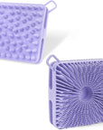Silicone Body Scrubber Women, Dual-Sided Design Exfoliating Body Brush Buffer Scrubber and Scalp Massager, Shower Scrubber for Body, Silicone Loofah, Ergonomic No-Slip, Easy to Clean(Purple)