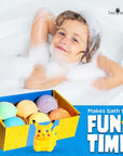 Poke Monster Bath Bombs for Kids with Surprise Toys Inside (6 Pack) - Large Bubble Bath Bomb for Boys, Girls, Toddlers - Fruity Scents, Made in USA, Skin-Safe - Birthday Gift by Two Sisters