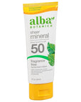 Alba Botanica Sheer Mineral Sunscreen Lotion, Broad Spectrum SPF 50, Fragrance Free, 3 fl oz