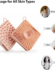 2 PC Silicone Exfoliating Body Scrubber, Silicone Body Shampoo Brush, Soft Silicone Loofah for Sensitive Skin, Shower Silicone Hair Scalp Massager, Easy to Clean, Lather Well(Gray&Pink)