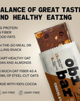 Obi Bar Chocolate - Protein and Oat Fiber Bar | All Natural | Meal Bar | Heart and Gut Health | Lightly Sweet | Chocolate Brownie | Almond Chunks | Soy Free, Dairy Free | Ideal Meal Replacement Bar