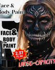 Black Face Paint 70ml - Professional Water-Based Full Coverage Body Paint for Skeleton, Clown & Vampire Looks, Non-Toxic Washable Face Body Paint for Adults Halloween SFX Cosplay Makeup