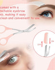 3 PCS Eyebrow Scissors with Comb for Women, Eyebrow Trimmer Scissors Stainless Steel Curved Eyebrow Razor Non Slip Finger Grips Face Hair Removal Tool Beauty Accessories for Men and Women