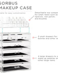 Sorbus Acrylic Makeup Organizer Set, 6-Drawer Vanity & Countertop Cosmetic Storage with Small & Wide Compartments, Clear Makeup Storage for Brushes, Jewelry – Holiday Gift for Women & Teens