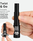 Blue Squid PRO Black and White Face Paint Stick - Waterproof Body Paint For Adults & Kids Eye Black Baseball, Eyeblack Softball -Hypoallergenic Twist-Up Non-Toxic Makeup Stick - Cosplay, Sports & SFX