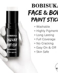BOBISUKA White Face & Body Paint Stick Water-Based Washable Face Paint Makeup Stick for Halloween Clown, Joker, Skeleton, Zombie, Mime, Cosplay, SFX, Sports Eye Black & Costume Party