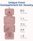 BAGSMART Travel Toiletry Bag with Jewelry Organizer, Hanging Travel Bag for Toiletries, Puffy Makeup Cosmetic Bag Organizer, Carry-on Travel Accessories Essentials, Dark Pink-M