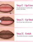 2-IN-1 Lip Liner and Lip Stain, High Pigmented Long Lasting Velvet Lip Tint, Well-Defined Lipliner, Weightless Waterproof Not Animal Tested, Matte Finish Makeup