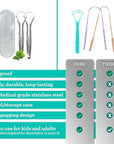 GuruNanda Tongue Scraper for Adults (2 Pack) with Travel Case, 420 Medical-Grade 100% Stainless Steel Tongue Cleaner, Aids in Fresh Breath & Oral Care