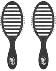 Wet Brush Speed Dry Hair Brush - Black - Vented Design and Ultra Soft HeatFlex Bristles Are Blow Dry Safe With Ergonomic Handle Manages Tangle and Uncontrollable Hair - Pain-Free (Pack of 2)