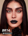MAKI YIKA Metallic Lipstick for Women Black Lipsticks Long Lasting Glitter Lipstick No Smudge No Transfer Full-Coverage Liquid Lip Gloss (BR14 Midnight)