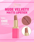 Juvia's Place The Nude Velvety Matte Lipstick Chic - Nude, Long-lasting, Rich-Color Lip Makeup, Creamy Lipstick with Matte Finish, Beauty & Lip Products